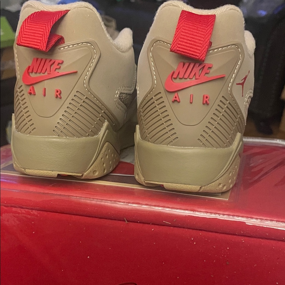 Nike Kids Olive Green Sneakers with Red Accents